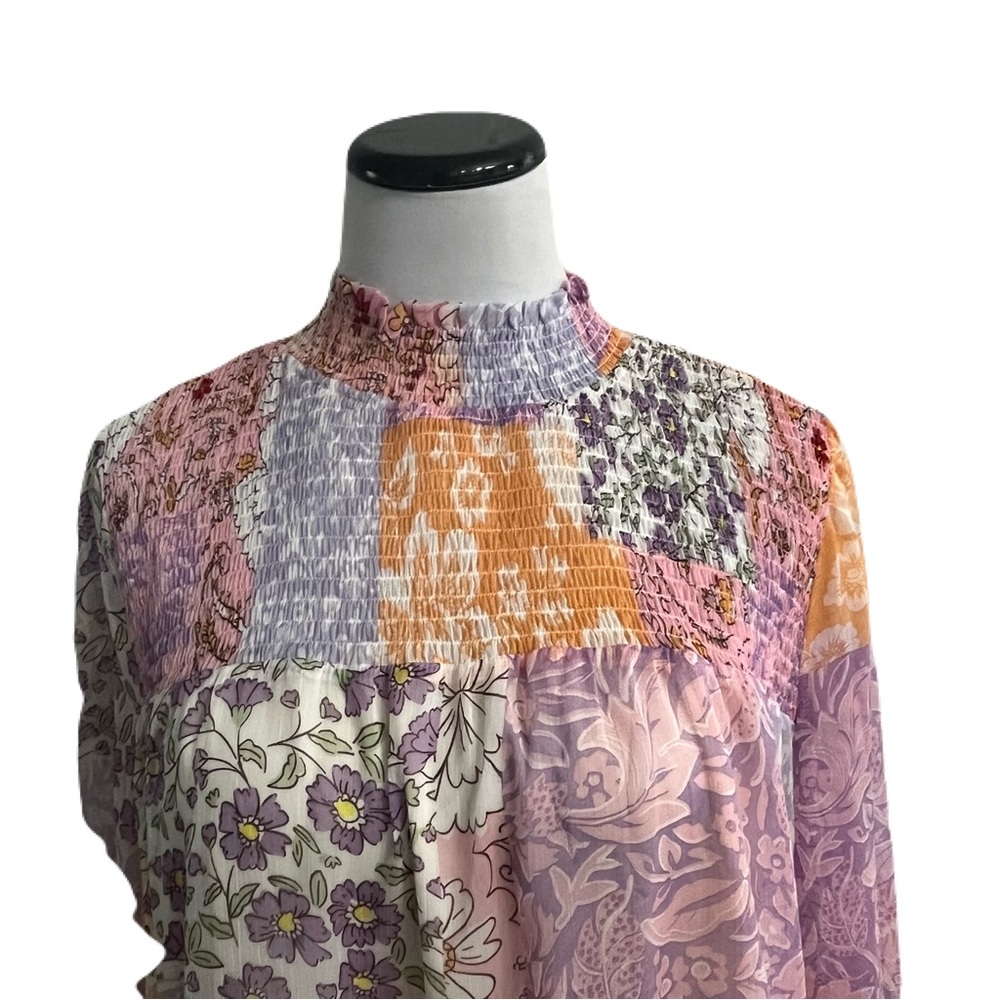 Fate Curve Floral Patchwork Long Sleeve Mock Neck… - image 3
